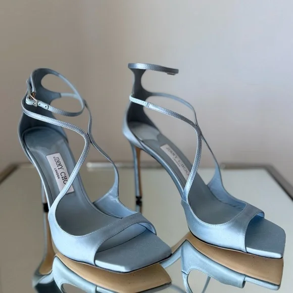 New JIMMY CHOO Azia 95 Heeled Sandals - Ice Blue $1,150 40 - Picture 13 of 13